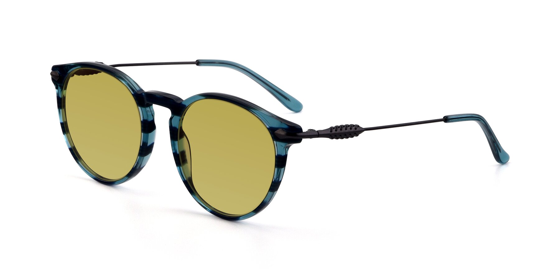 Angle of 17660 in Stripe Blue with Champagne Tinted Lenses
