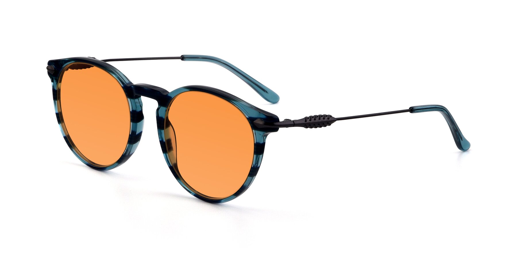 Angle of 17660 in Stripe Blue with Orange Tinted Lenses