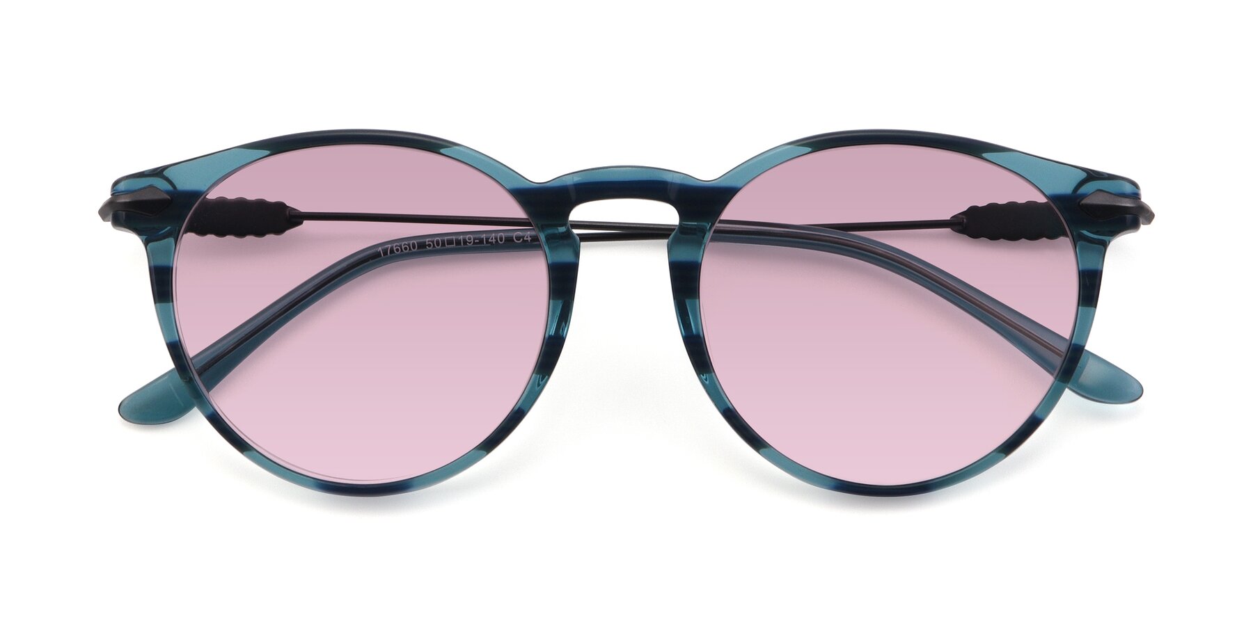 Folded Front of 17660 in Stripe Blue with Light Wine Tinted Lenses