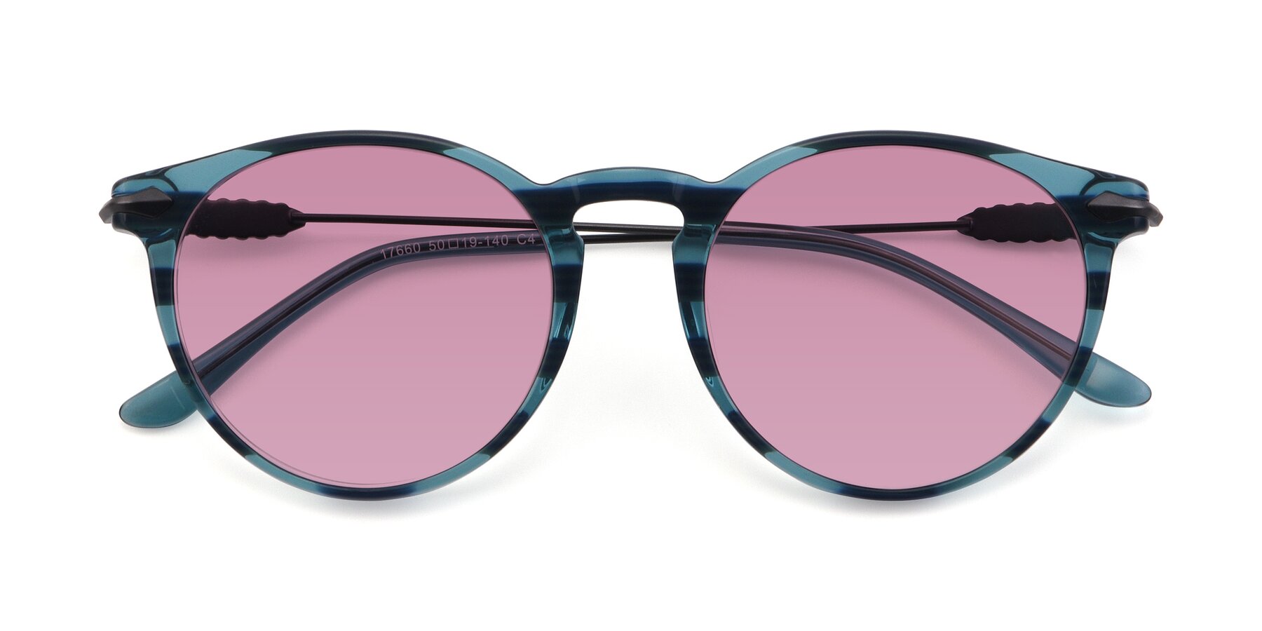 Folded Front of 17660 in Stripe Blue with Medium Wine Tinted Lenses