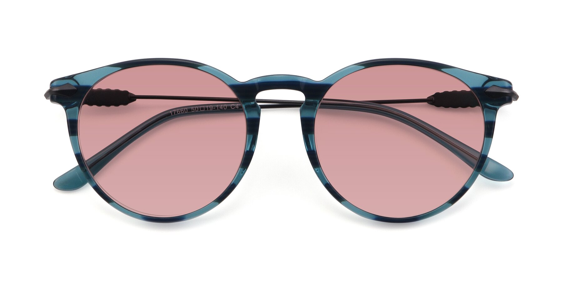 Folded Front of 17660 in Stripe Blue with Medium Garnet Tinted Lenses