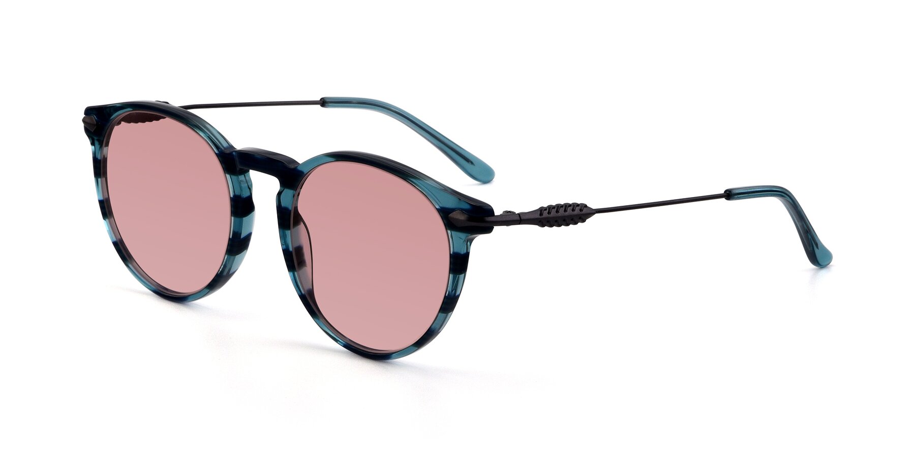 Angle of 17660 in Stripe Blue with Medium Garnet Tinted Lenses