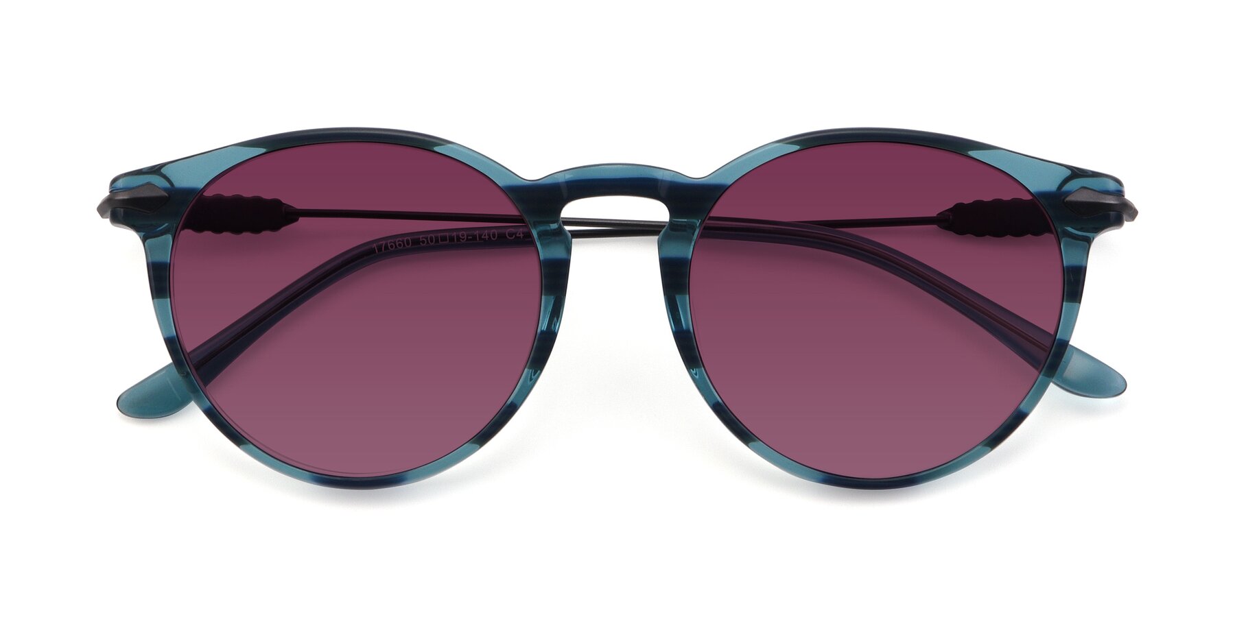 Folded Front of 17660 in Stripe Blue with Wine Tinted Lenses