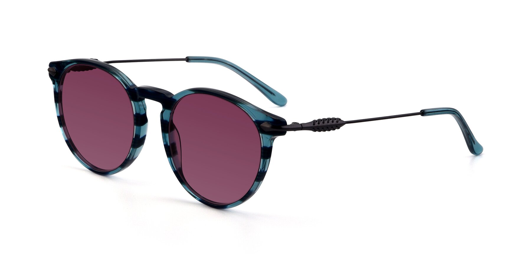 Angle of 17660 in Stripe Blue with Wine Tinted Lenses