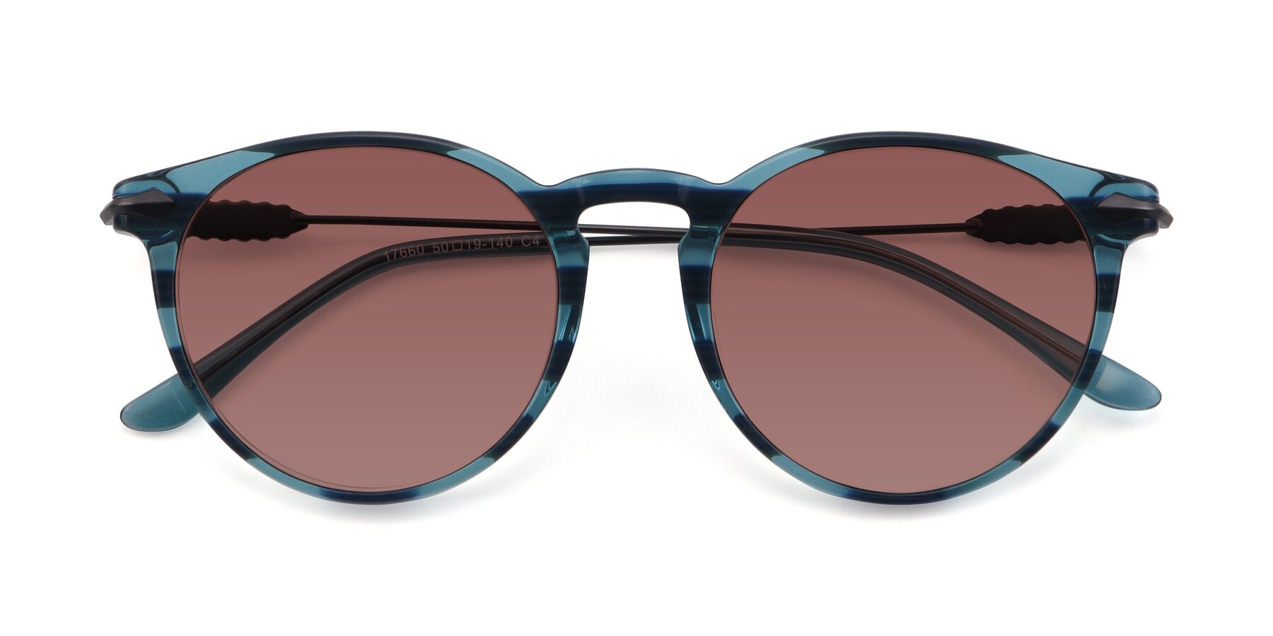 Folded Front of 17660 in Stripe Blue with Garnet Tinted Lenses