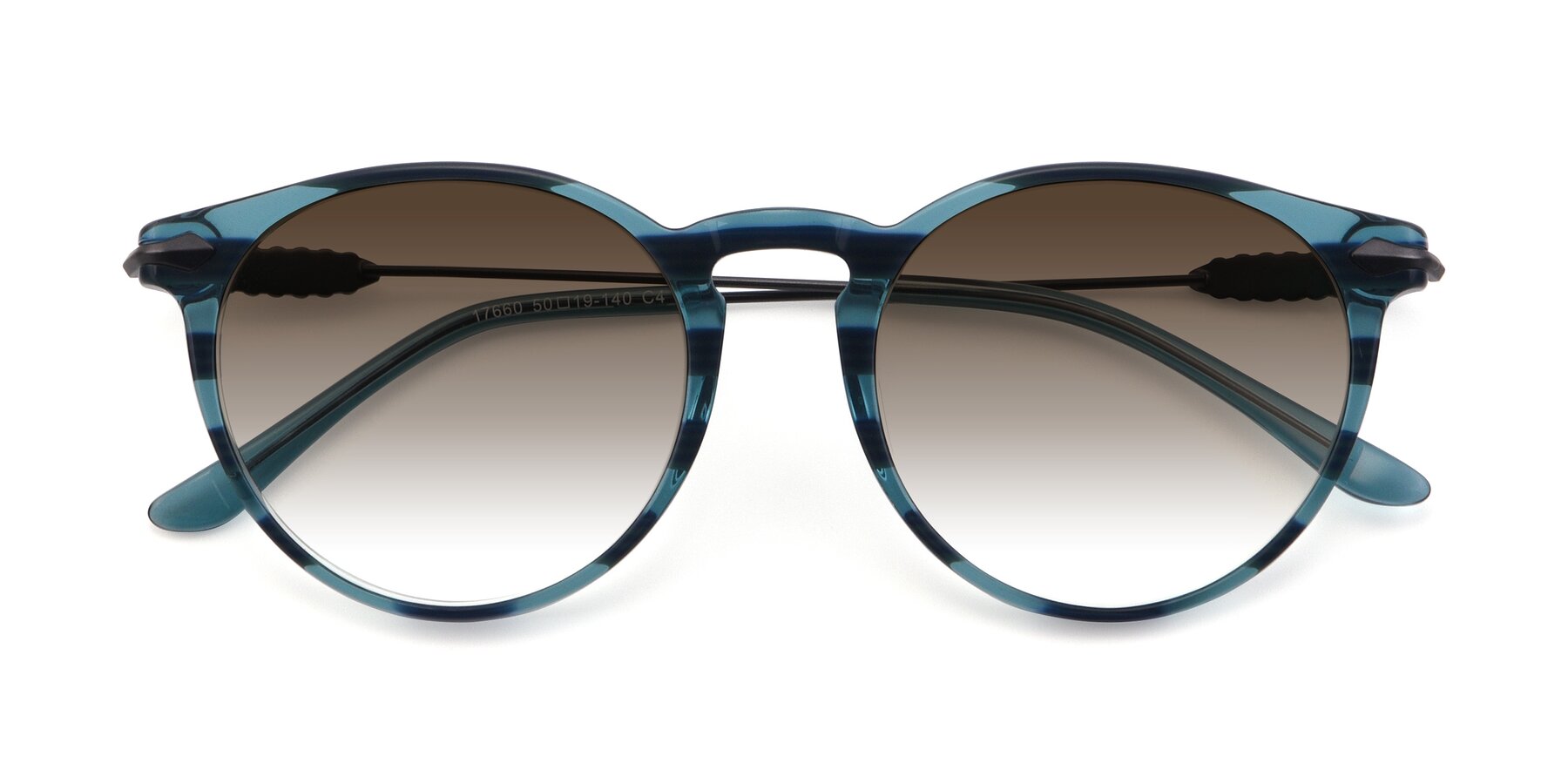 Folded Front of 17660 in Stripe Blue with Brown Gradient Lenses