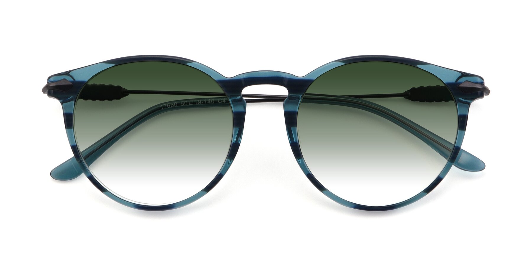 Folded Front of 17660 in Stripe Blue with Green Gradient Lenses