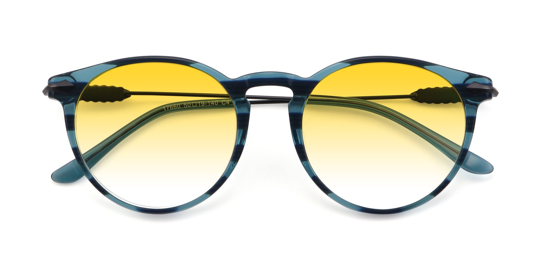 Folded Front of 17660 in Stripe Blue with Yellow Gradient Lenses