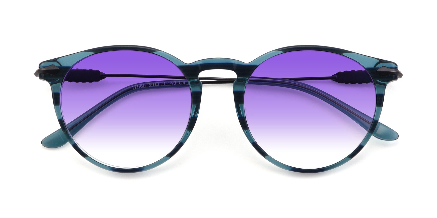Folded Front of 17660 in Stripe Blue with Purple Gradient Lenses