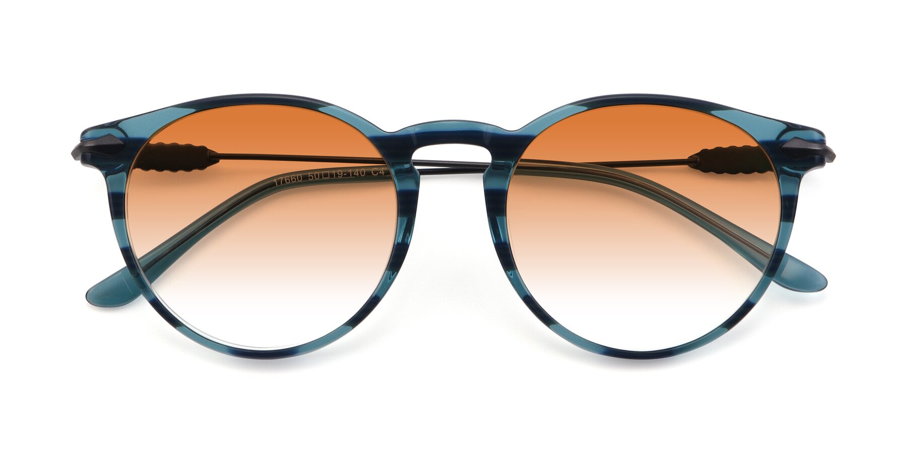 Folded Front of 17660 in Stripe Blue with Orange Gradient Lenses