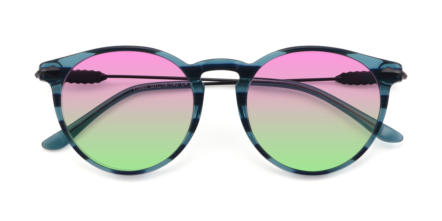 Folded Front of 17660 in Stripe Blue with Pink / Green Gradient Lenses