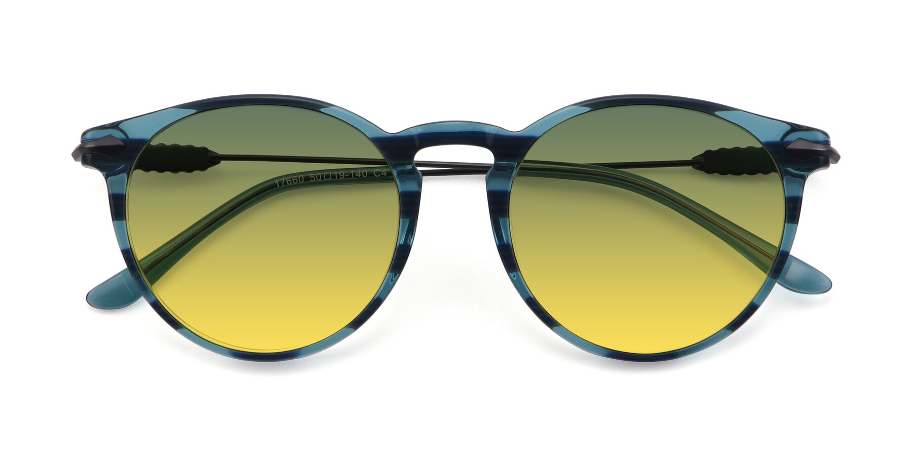 Folded Front of 17660 in Stripe Blue with Green / Yellow Gradient Lenses