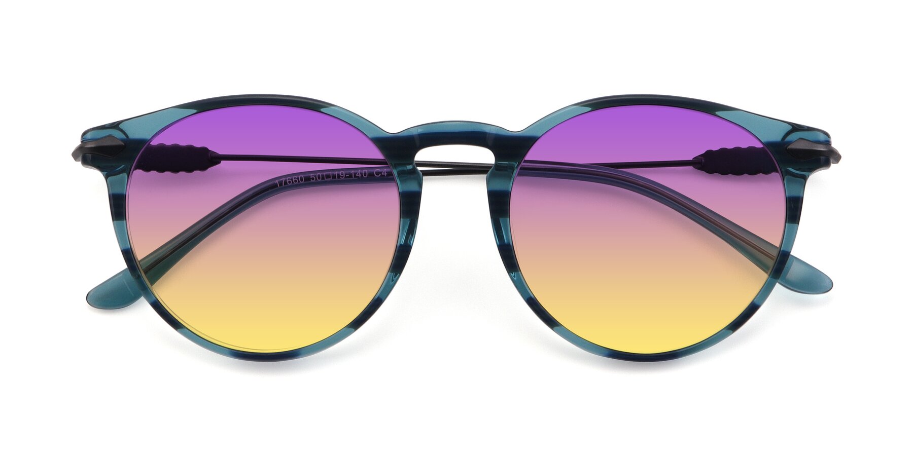 Folded Front of 17660 in Stripe Blue with Purple / Yellow Gradient Lenses