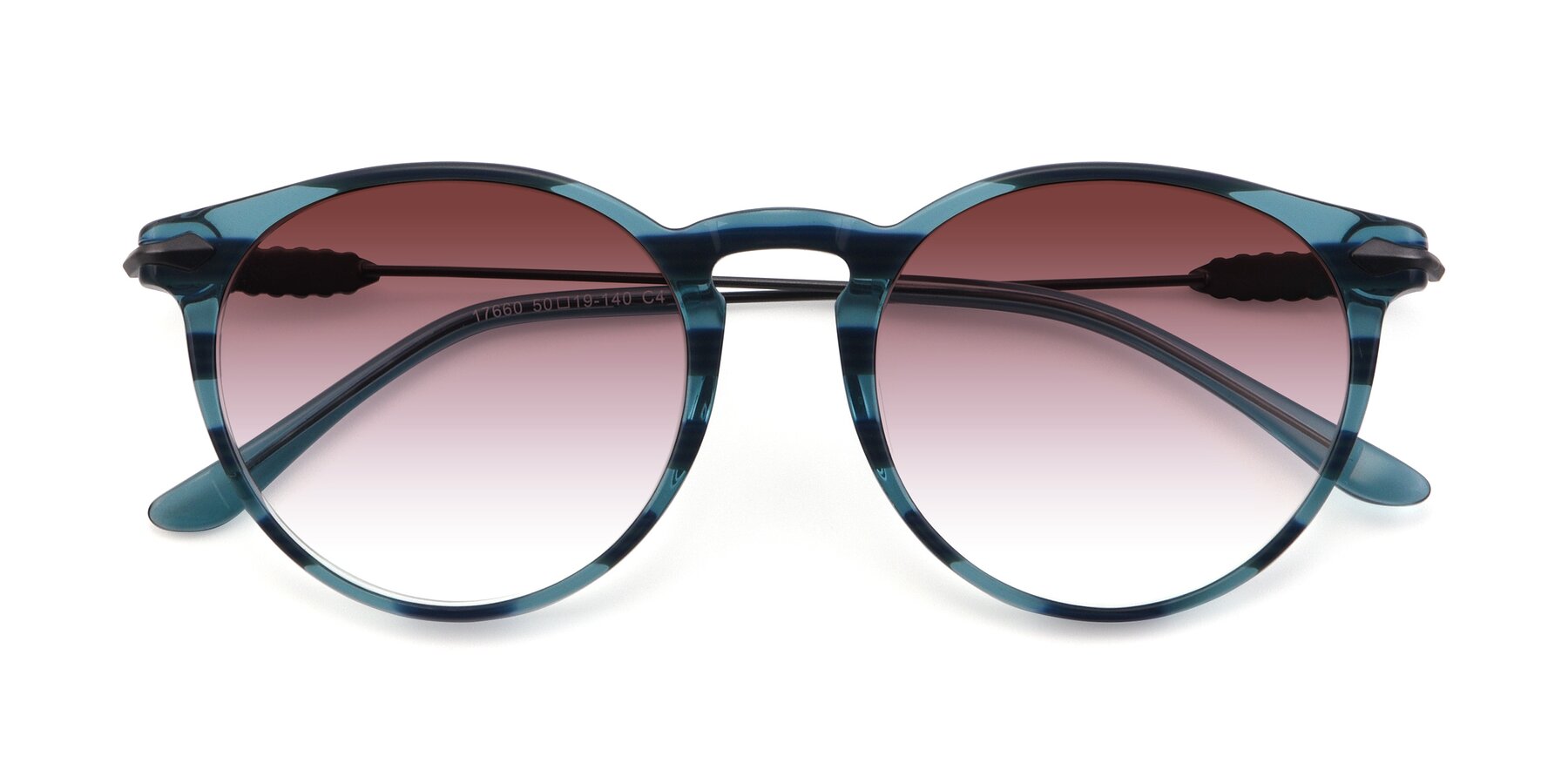 Folded Front of 17660 in Stripe Blue with Garnet Gradient Lenses