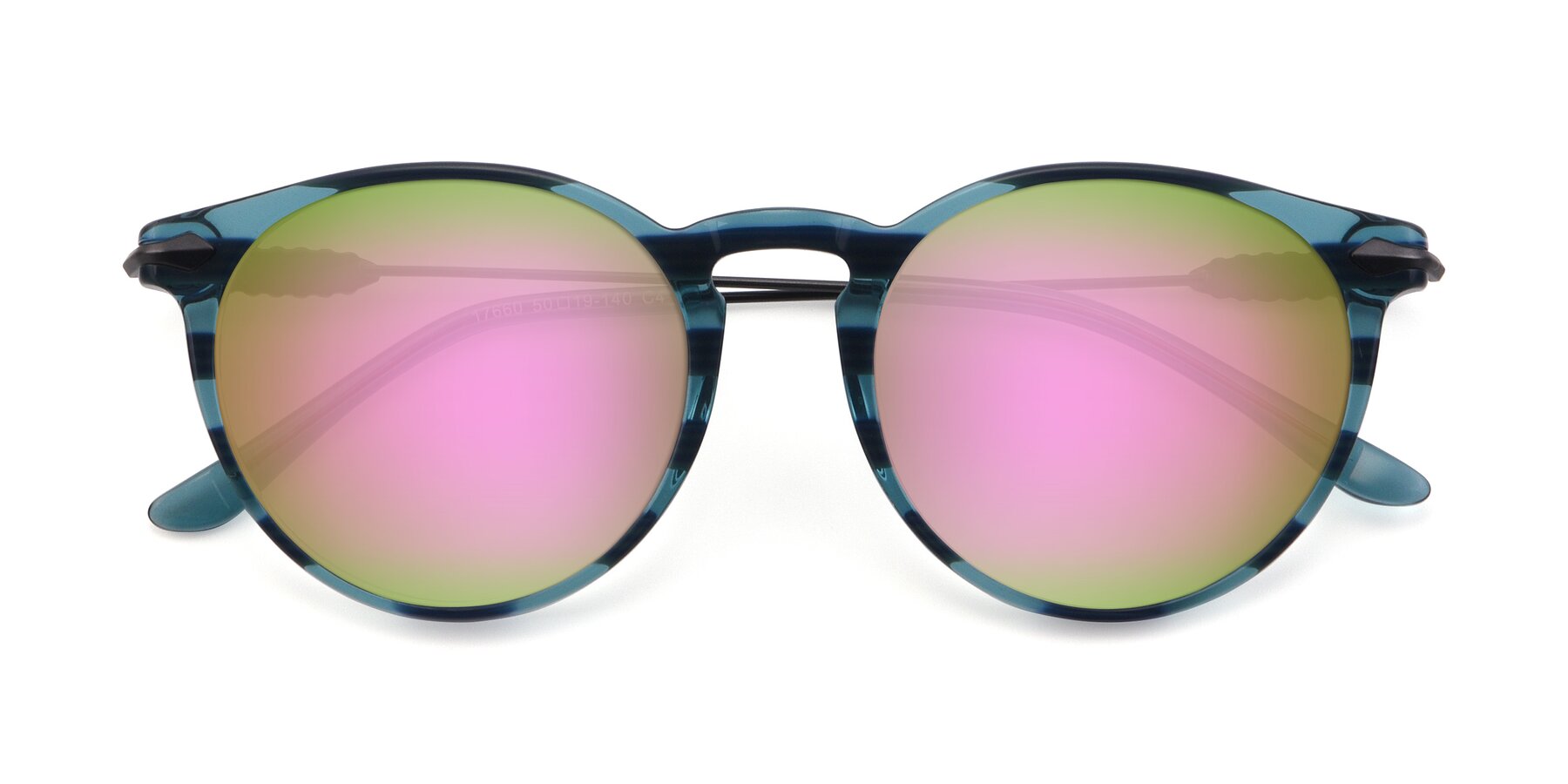 Folded Front of 17660 in Stripe Blue with Pink Mirrored Lenses