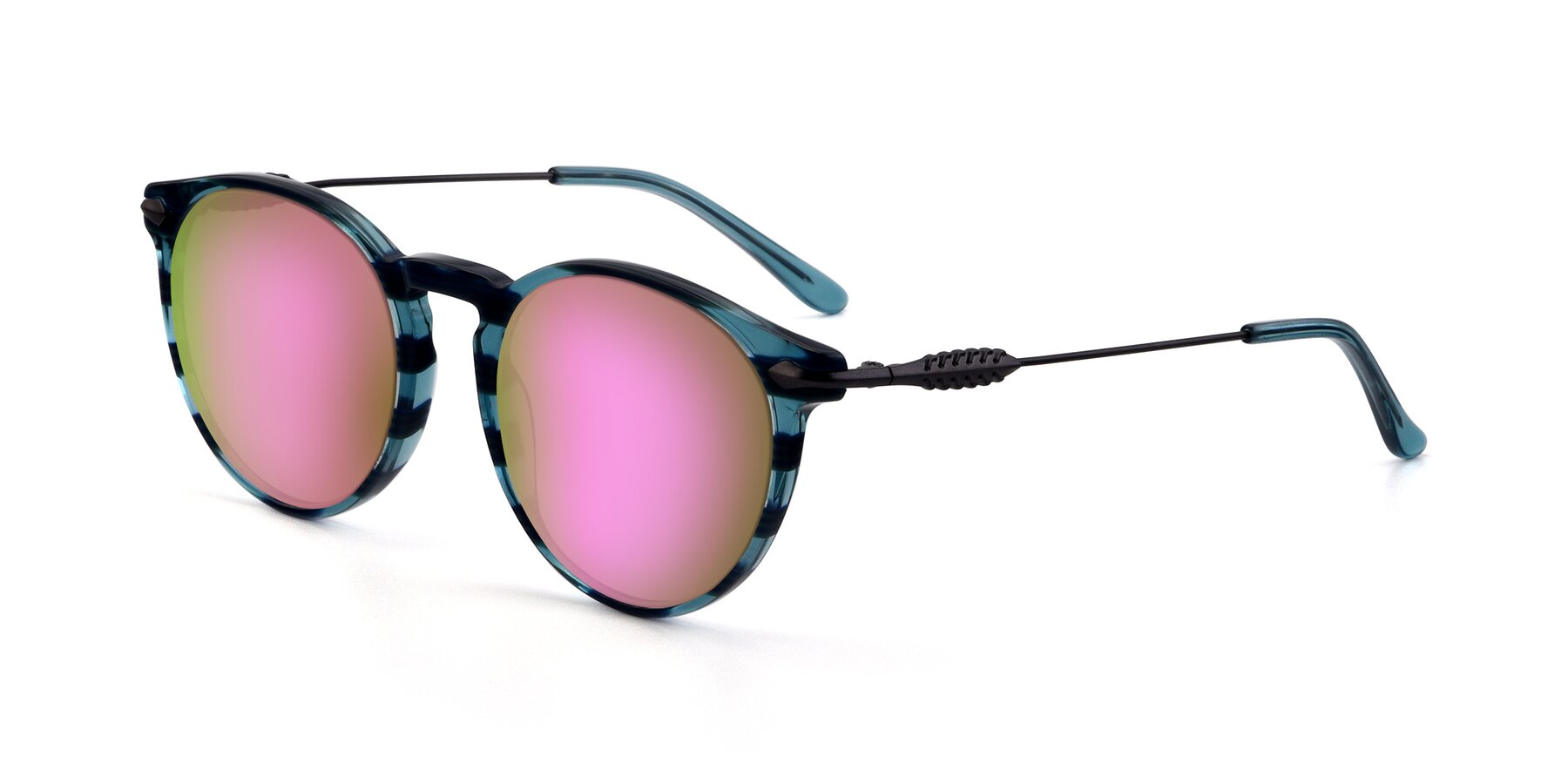Angle of 17660 in Stripe Blue with Pink Mirrored Lenses