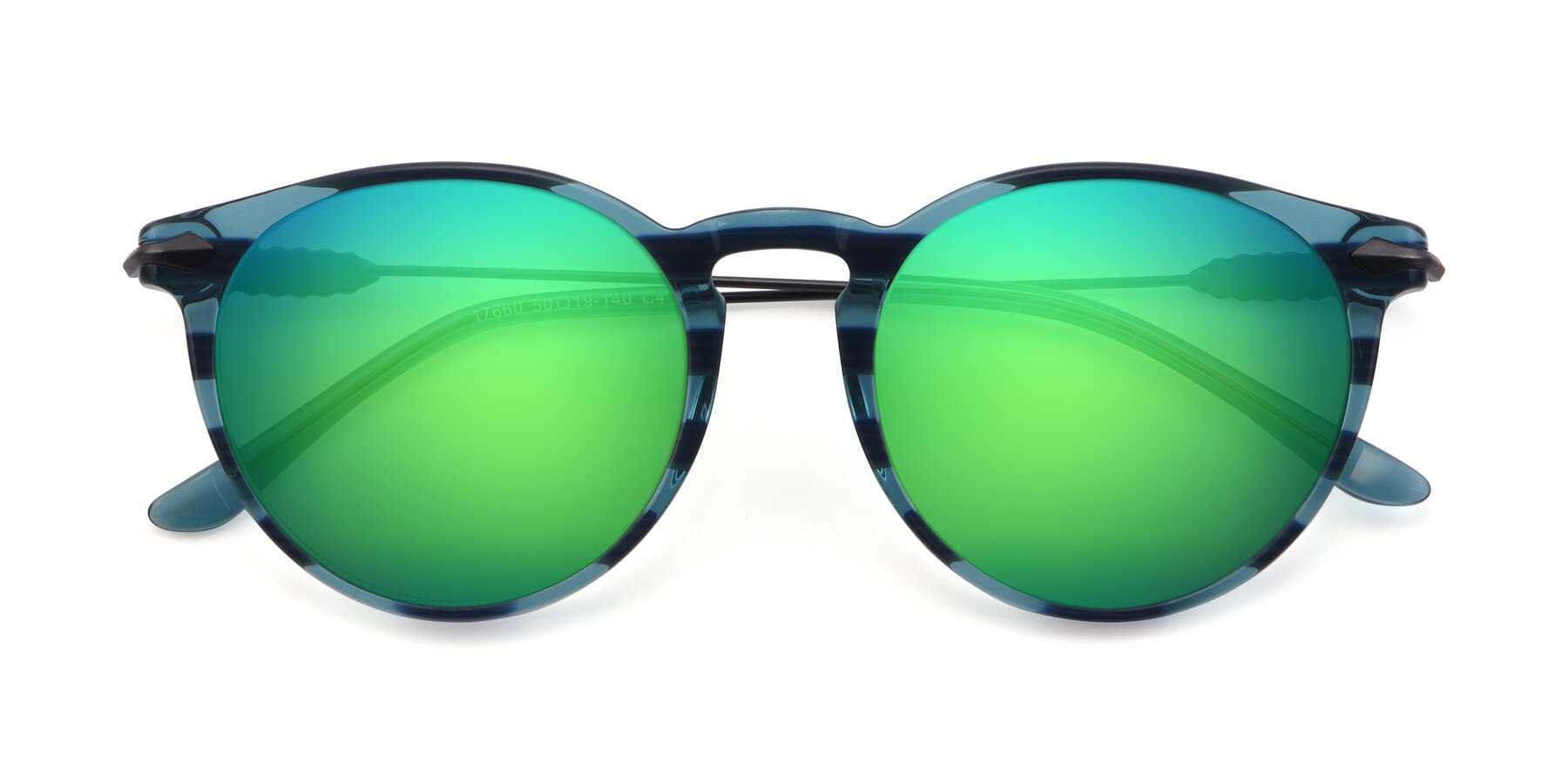 Folded Front of 17660 in Stripe Blue with Green Mirrored Lenses