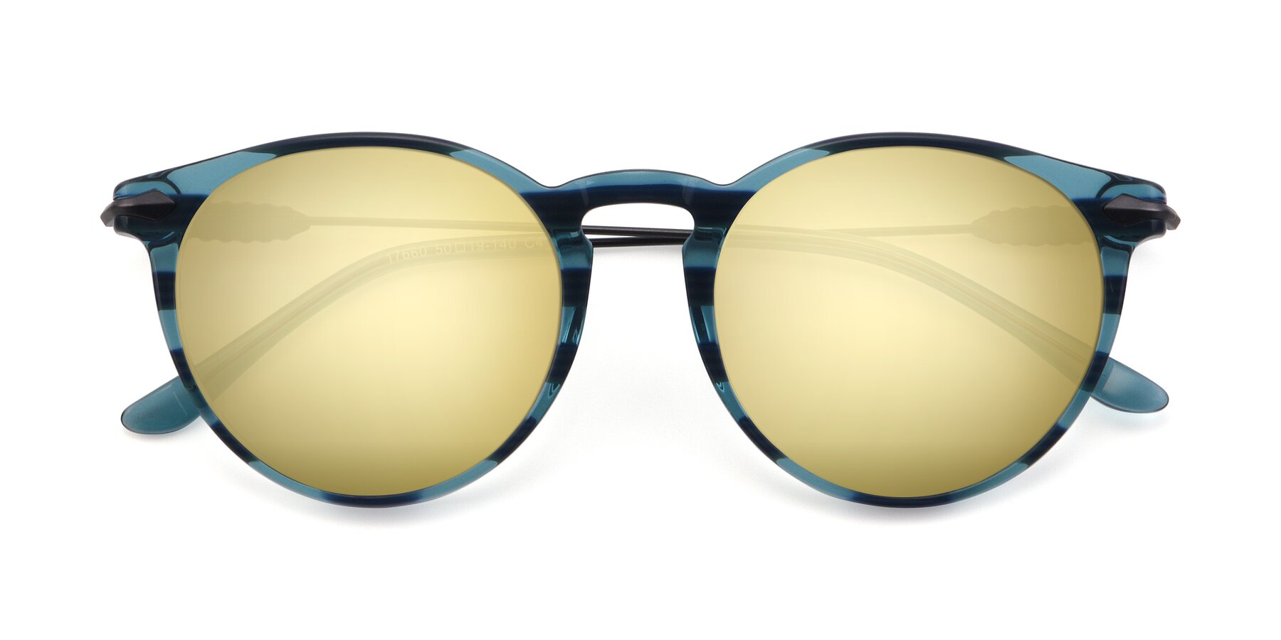 Folded Front of 17660 in Stripe Blue with Gold Mirrored Lenses