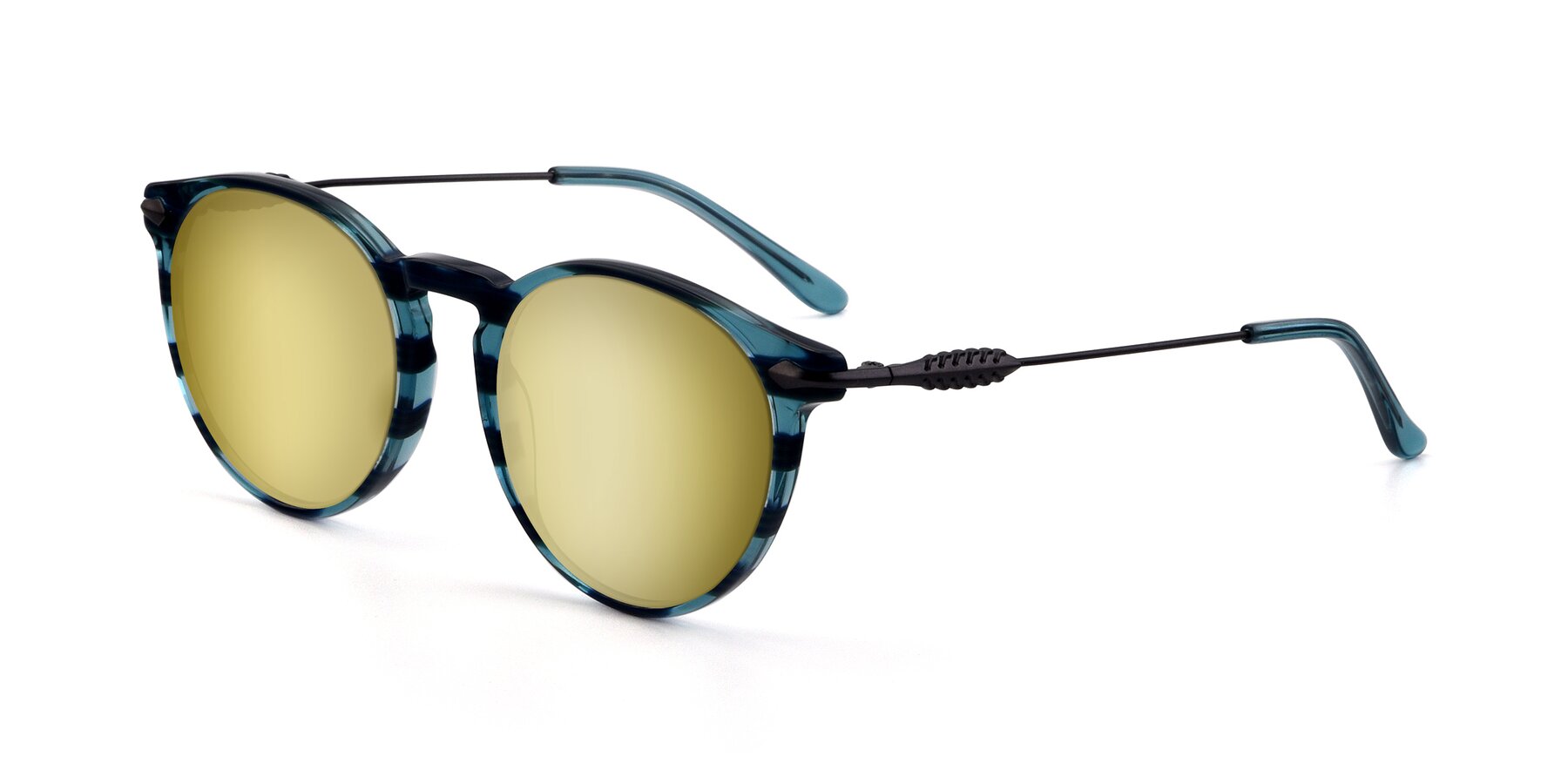 Angle of 17660 in Stripe Blue with Gold Mirrored Lenses