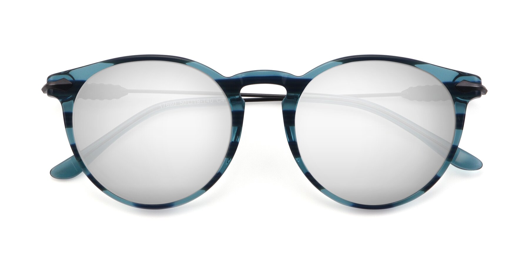 Folded Front of 17660 in Stripe Blue with Silver Mirrored Lenses