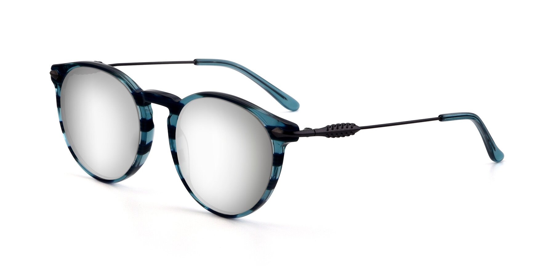 Angle of 17660 in Stripe Blue with Silver Mirrored Lenses