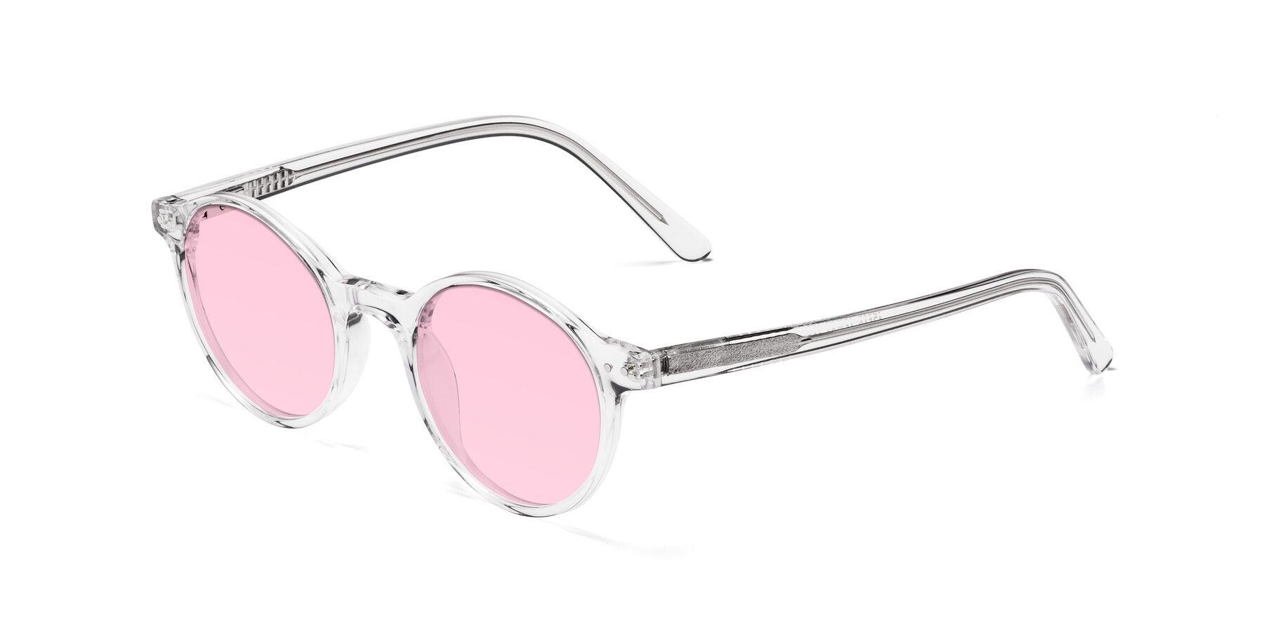 Angle of Jardi in Clear with Light Pink Tinted Lenses