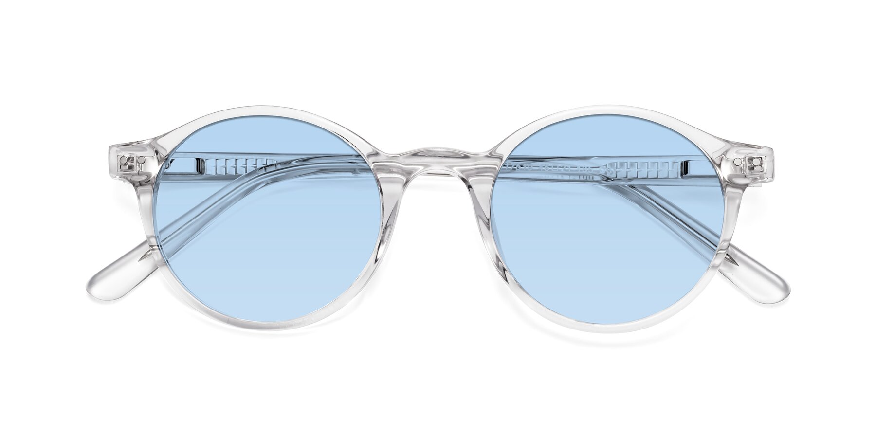 Clear Narrow Acetate Round Tinted Sunglasses With Light Blue Sunwear Lenses 17519