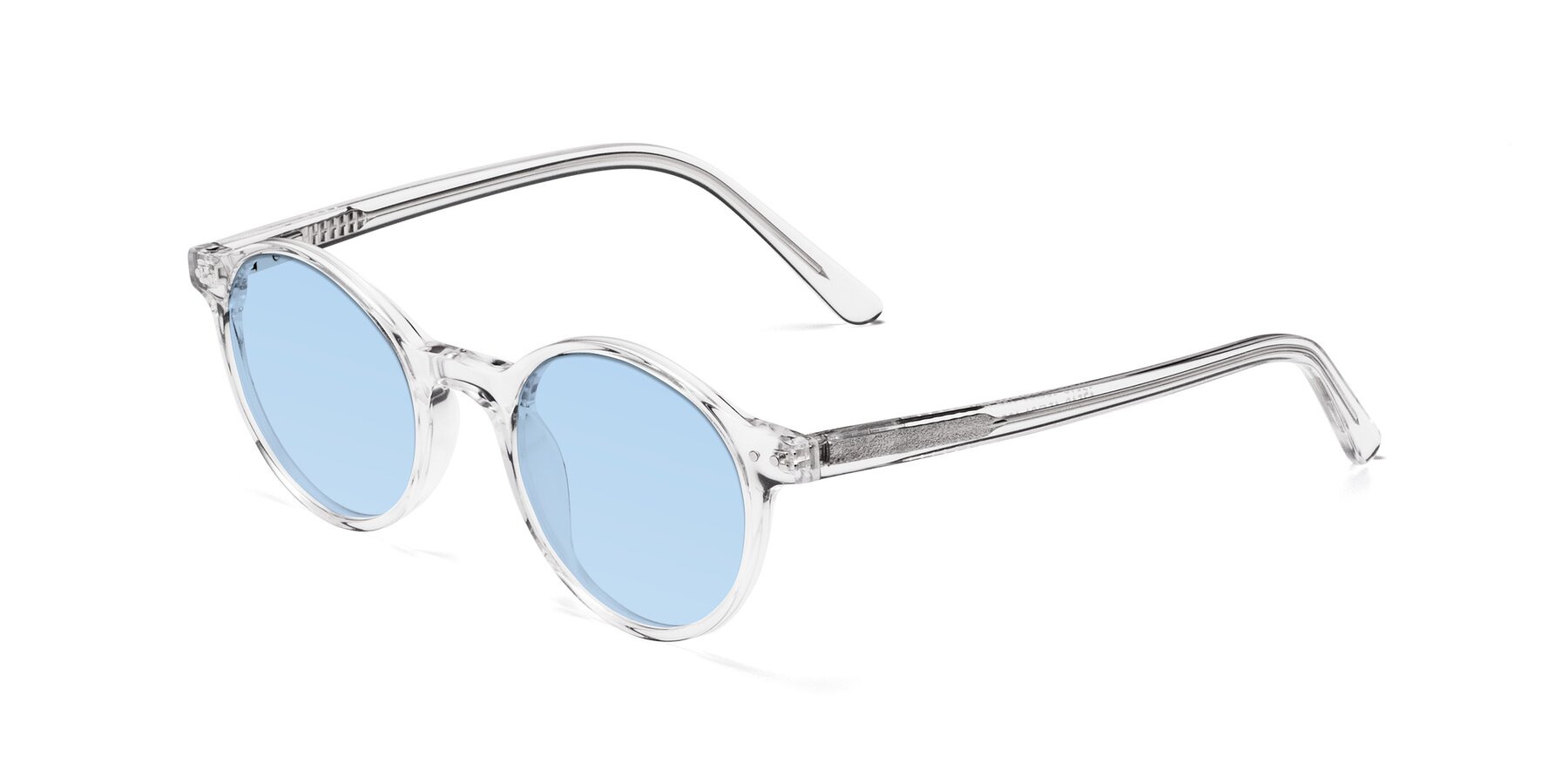 Clear Narrow Acetate Round Tinted Sunglasses with Light Blue Sunwear Lenses  - Jardi