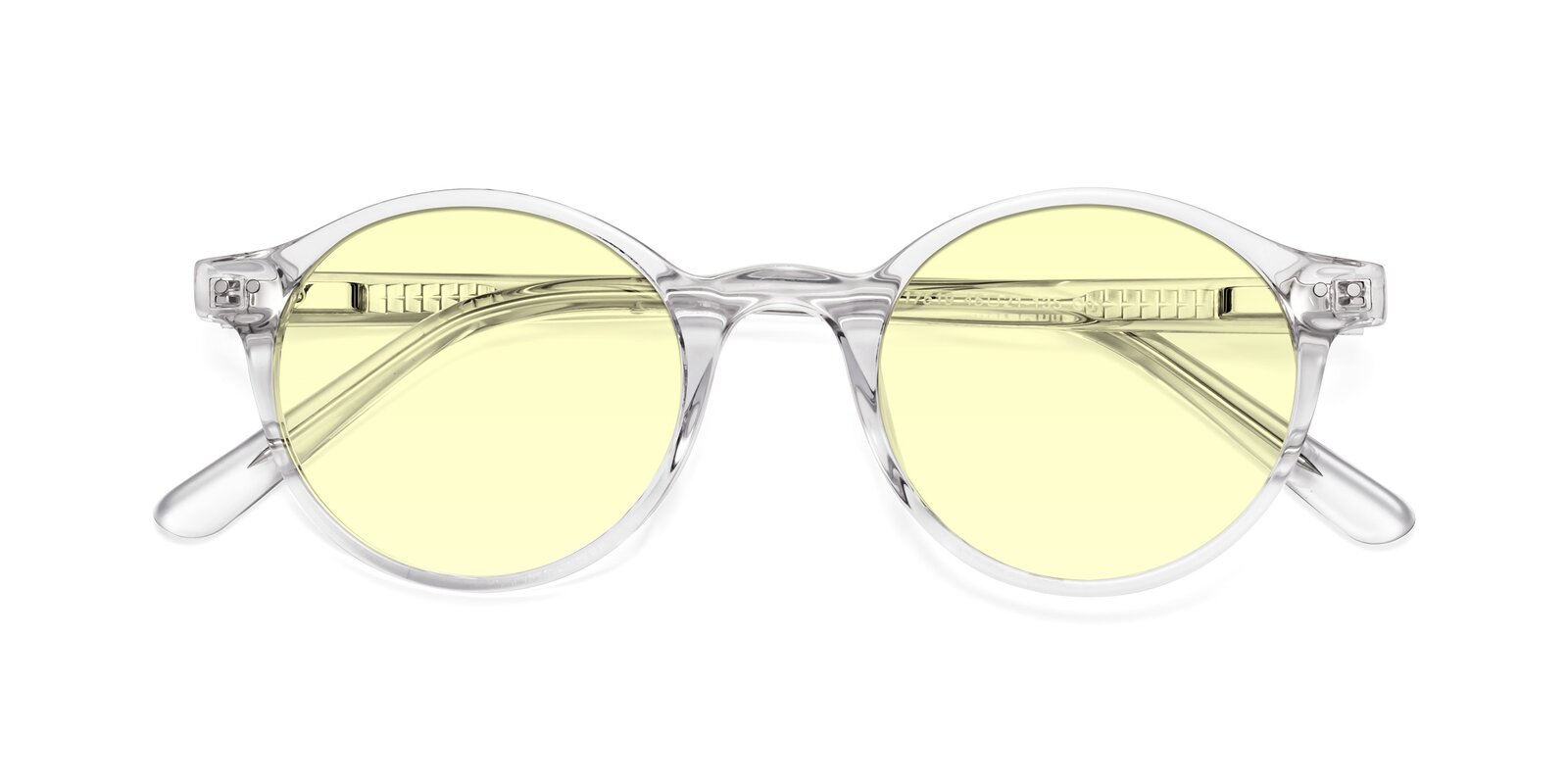 Clear Narrow Acetate Round Tinted Sunglasses With Light Yellow Sunwear Lenses 17519