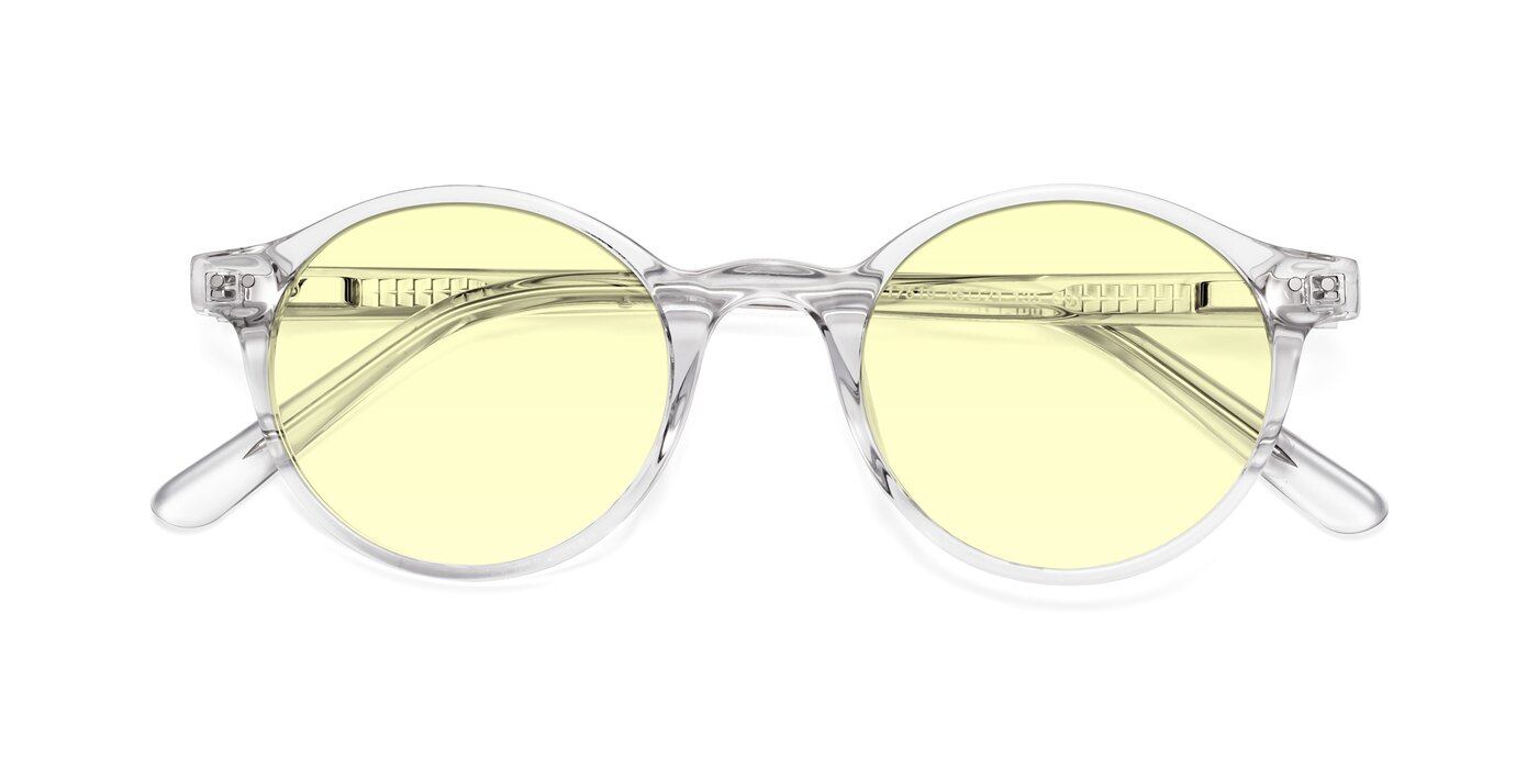 Clear Narrow Acetate Round Tinted Sunglasses With Light Yellow Sunwear Lenses 17519