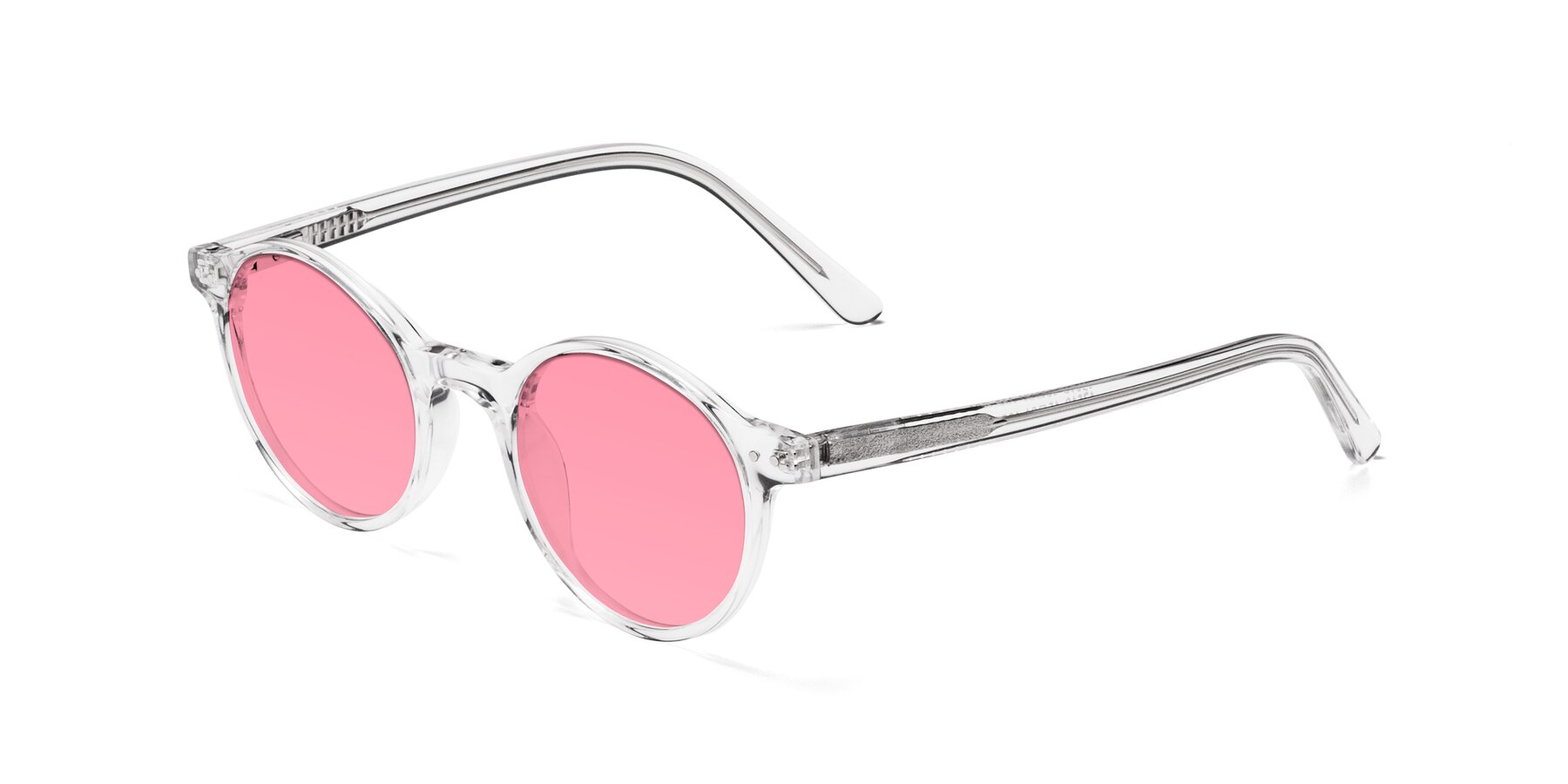 Angle of Jardi in Clear with Pink Tinted Lenses