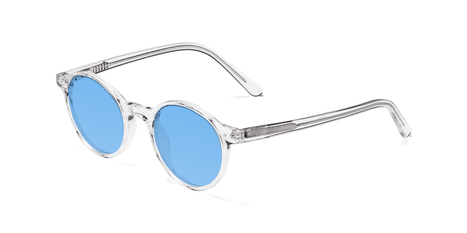 Angle of Jardi in Clear with Medium Blue Tinted Lenses