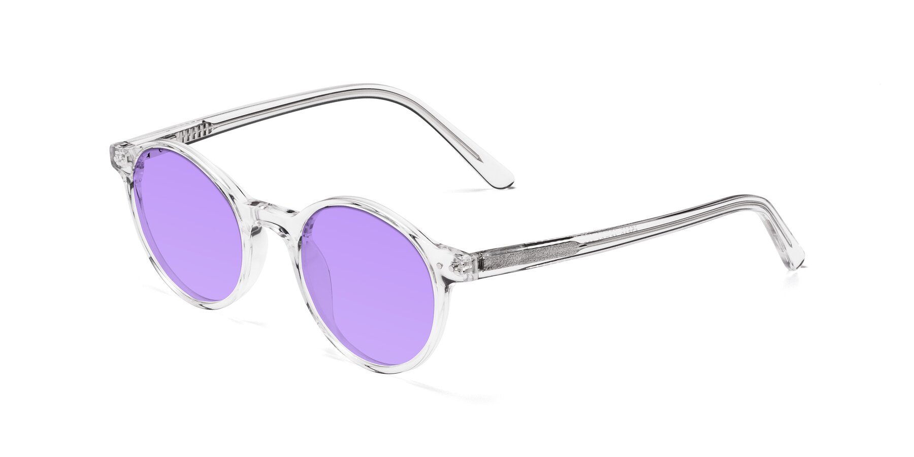Angle of Jardi in Clear with Medium Purple Tinted Lenses