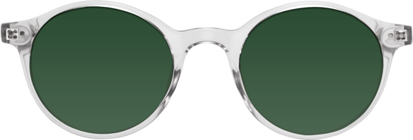 Clear Narrow Acetate Round Tinted Sunglasses With Green Sunwear Lenses 17519