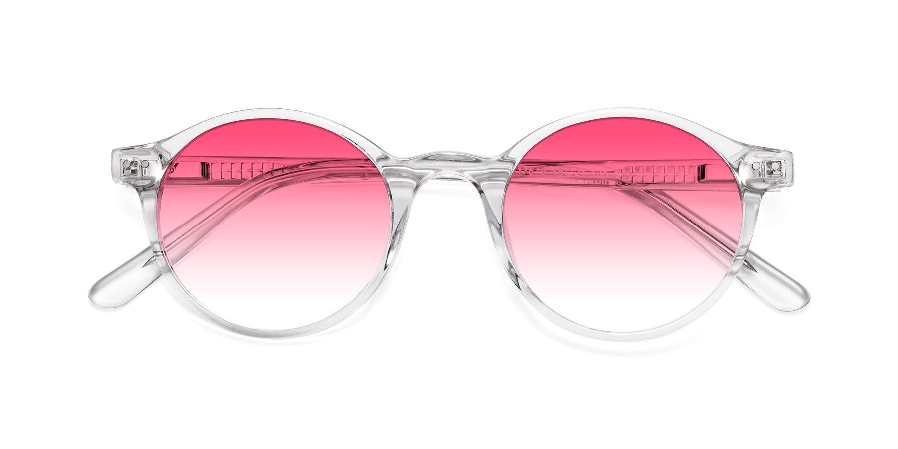 Clear Narrow Acetate Round Gradient Sunglasses With Pink Sunwear Lenses 17519 