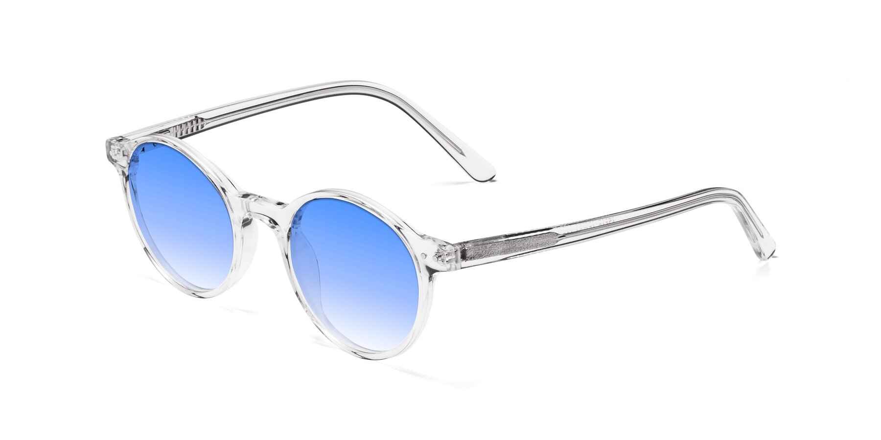 Angle of Jardi in Clear with Blue Gradient Lenses