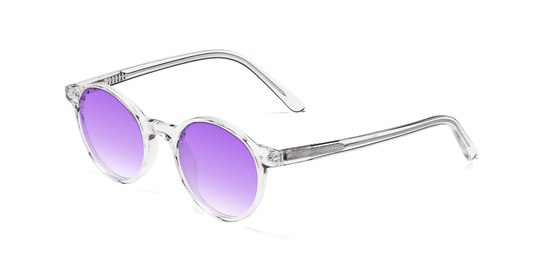 Angle of Jardi in Clear with Purple Gradient Lenses