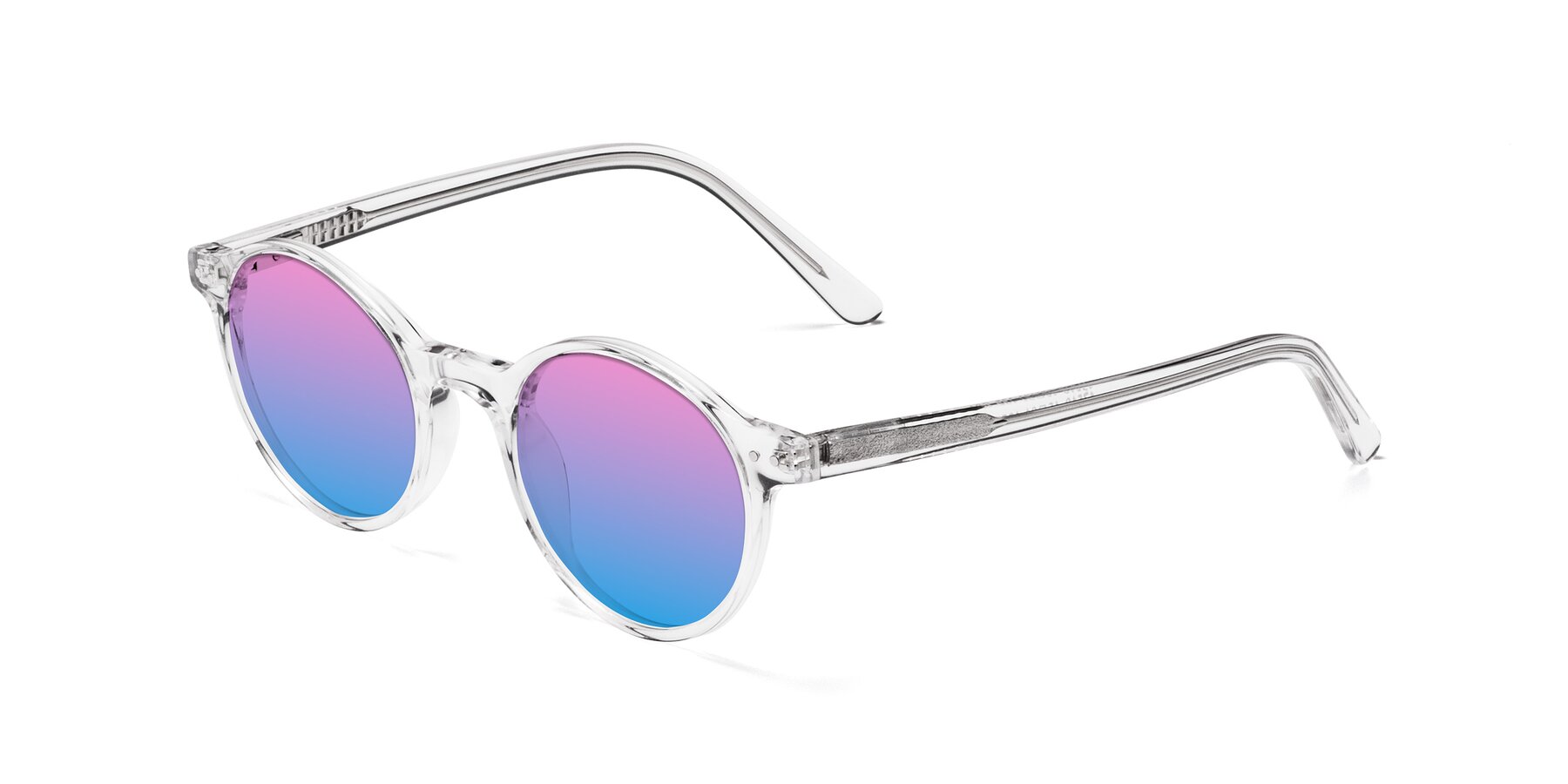 Angle of Jardi in Clear with Pink / Blue Gradient Lenses