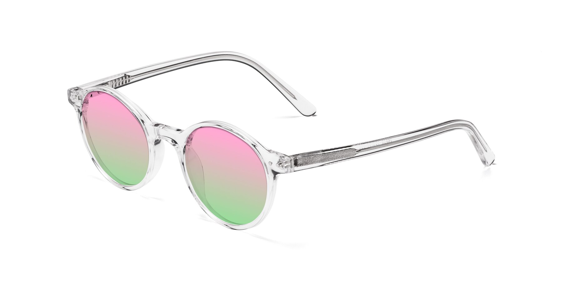 Angle of Jardi in Clear with Pink / Green Gradient Lenses