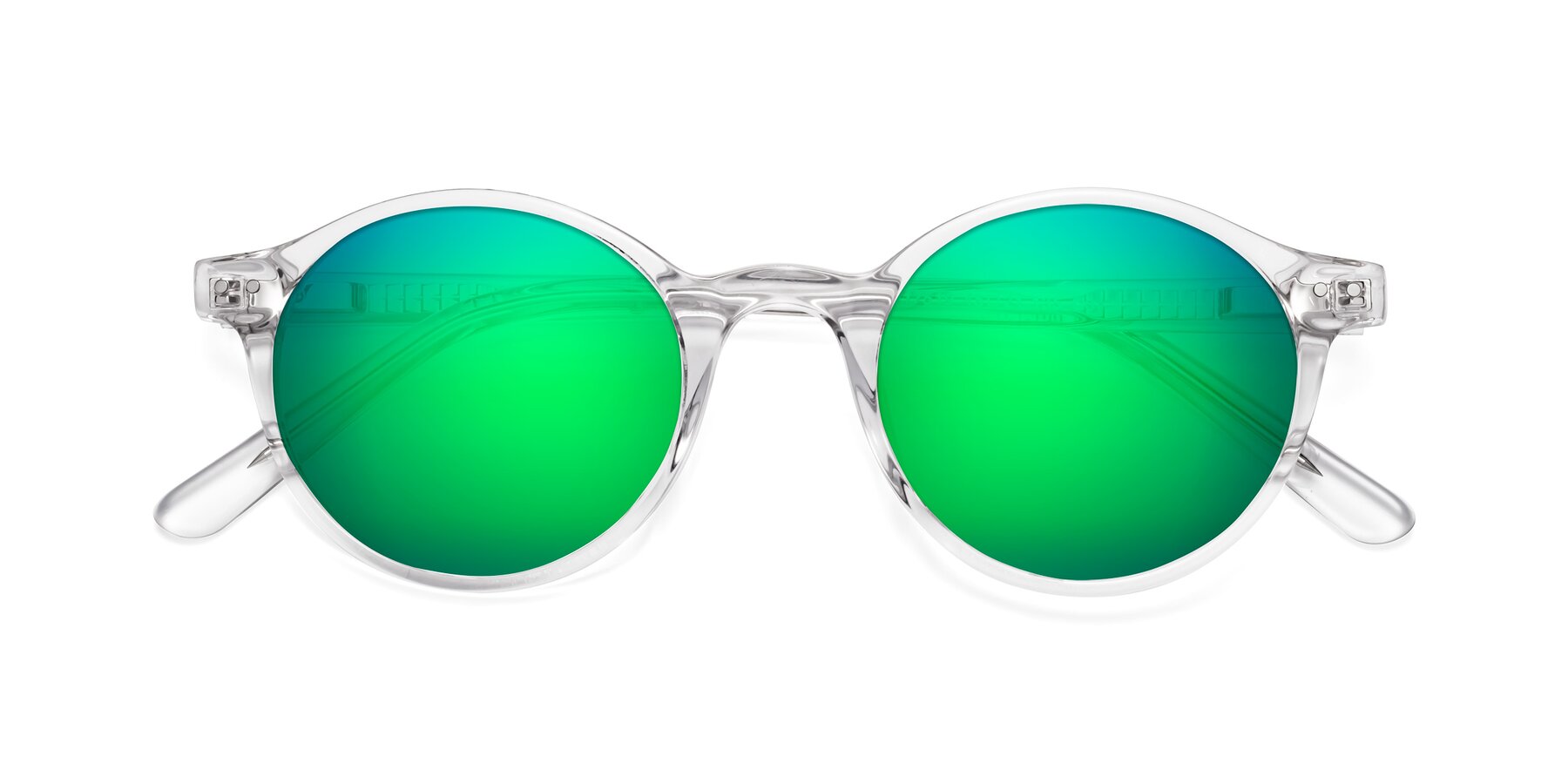 Folded Front of Jardi in Clear with Green Mirrored Lenses