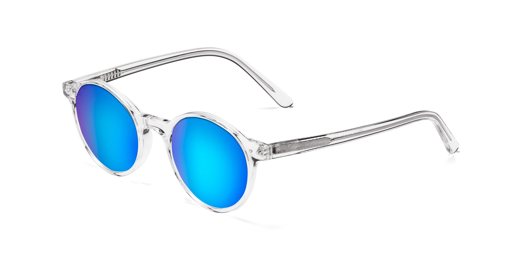 Angle of Jardi in Clear with Blue Mirrored Lenses