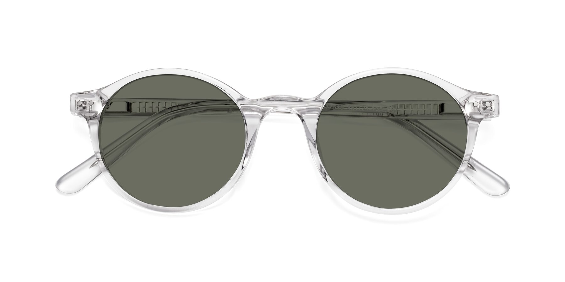 Clear Narrow Acetate Round Polarized Sunglasses with Gray Sunwear
