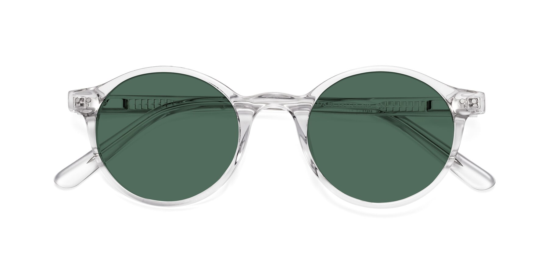 Folded Front of Jardi in Clear with Green Polarized Lenses