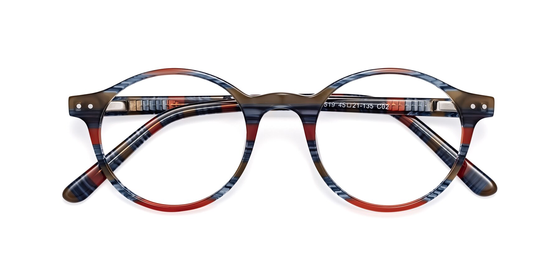 Folded Front of 17519 in Stripe Blue Red with Clear Reading Eyeglass Lenses