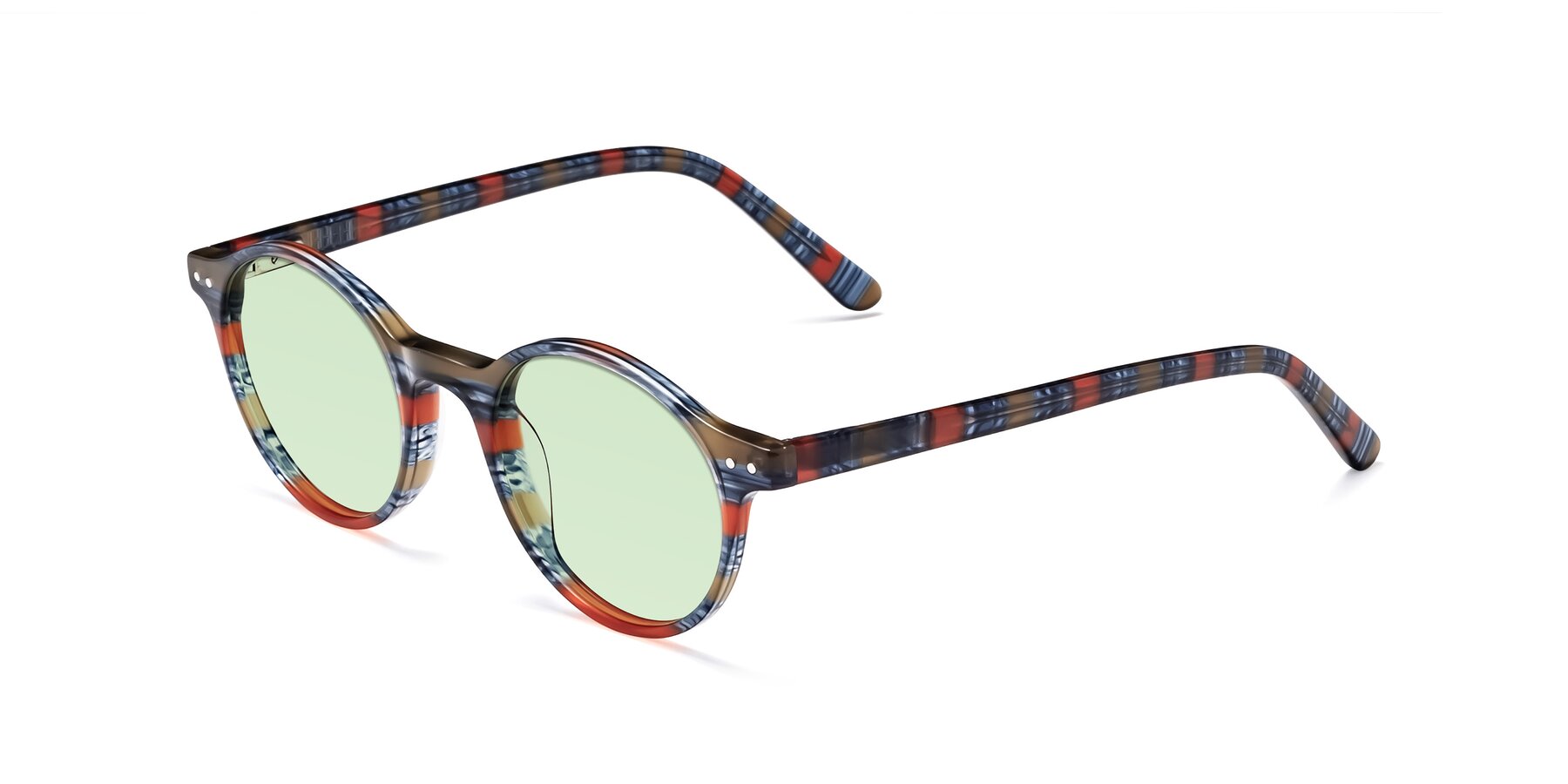 Angle of Jardi in Stripe Blue Red with Light Green Tinted Lenses