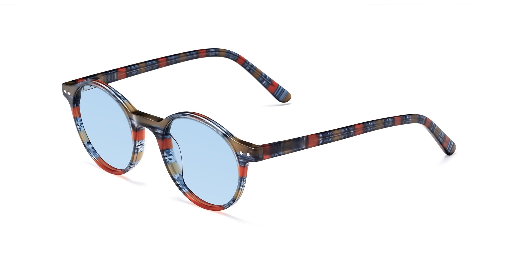 Angle of Jardi in Stripe Blue Red with Light Blue Tinted Lenses