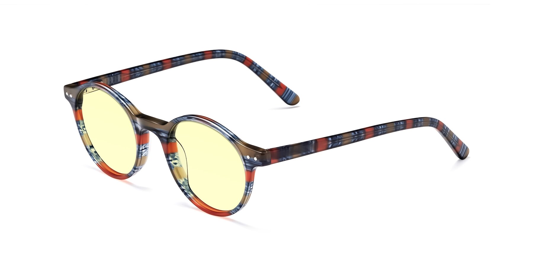 Angle of Jardi in Stripe Blue Red with Light Yellow Tinted Lenses