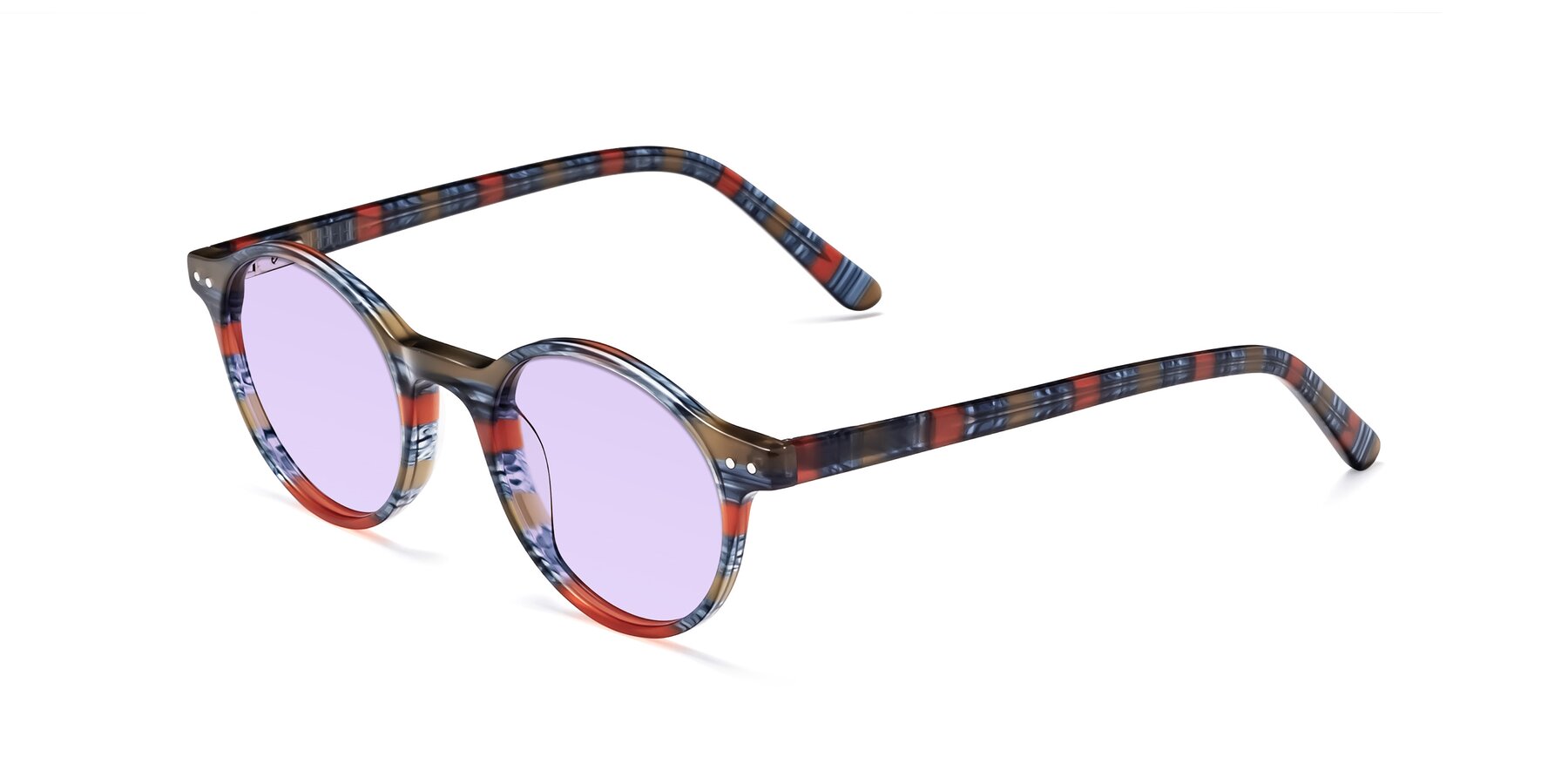 Angle of Jardi in Stripe Blue Red with Light Purple Tinted Lenses