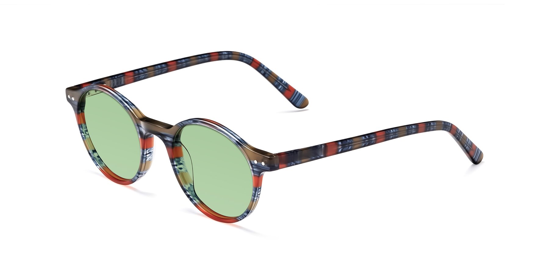 Angle of Jardi in Stripe Blue Red with Medium Green Tinted Lenses