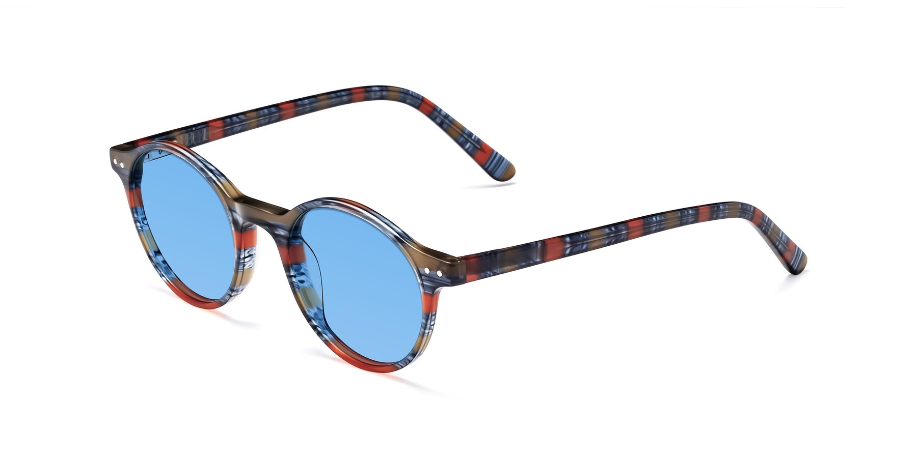 Angle of Jardi in Stripe Blue Red with Medium Blue Tinted Lenses